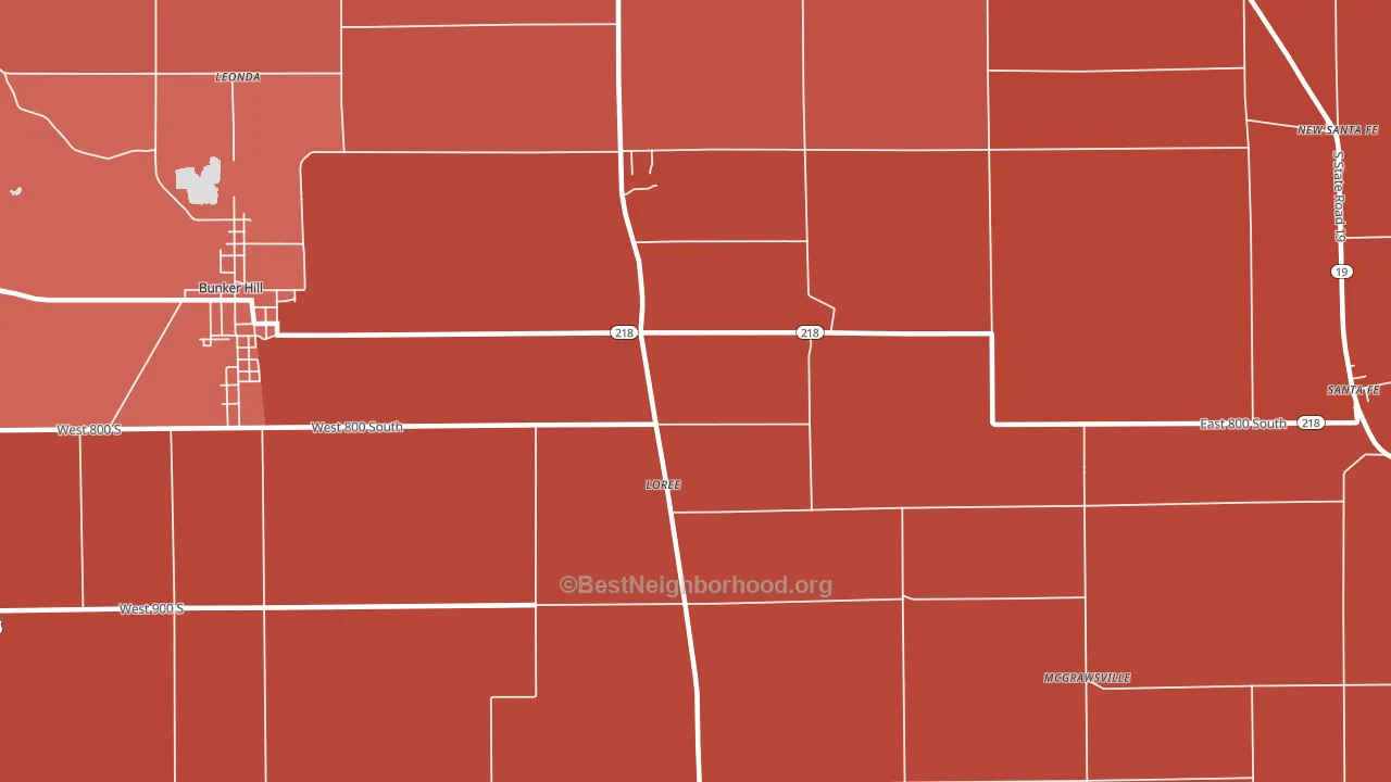 Loree, IN block-group political-lean map