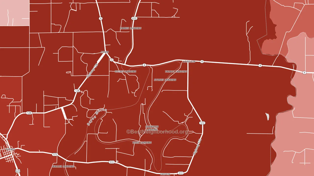 Lorelein, LA block-group political-lean map