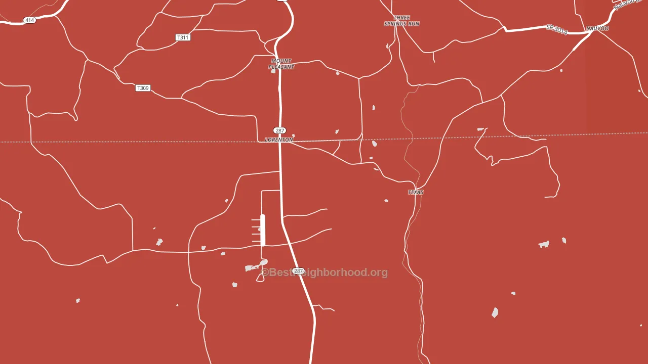 Lorenton, PA block-group political-lean map
