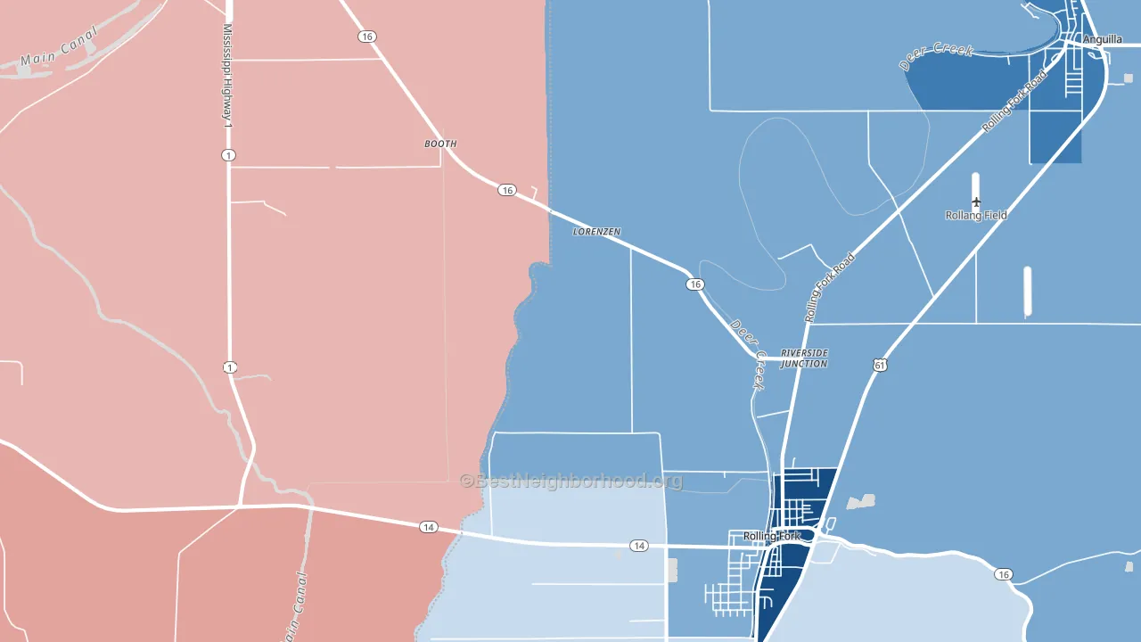 Lorenzen, MS block-group political-lean map