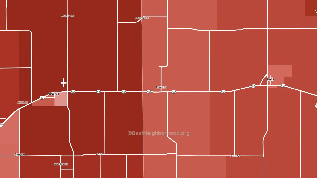 Lorenzo, TX block-group political-lean map