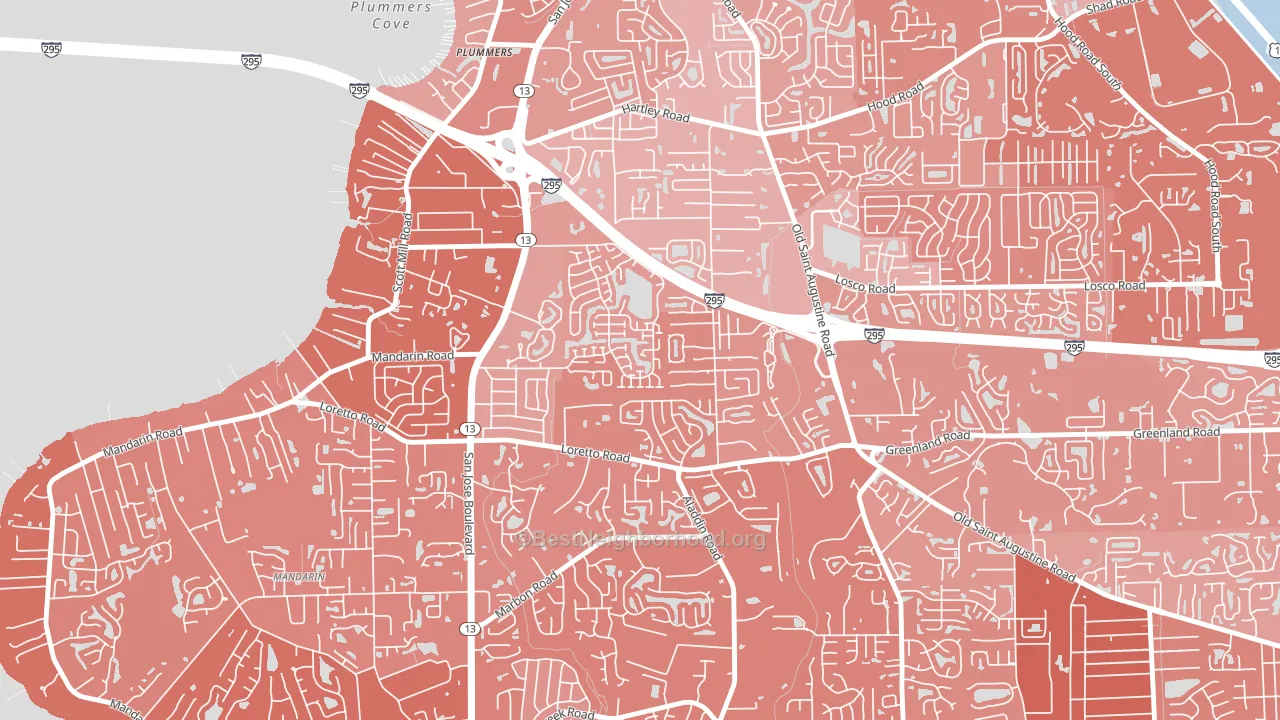 Loretto, Jacksonville, FL block-group political-lean map