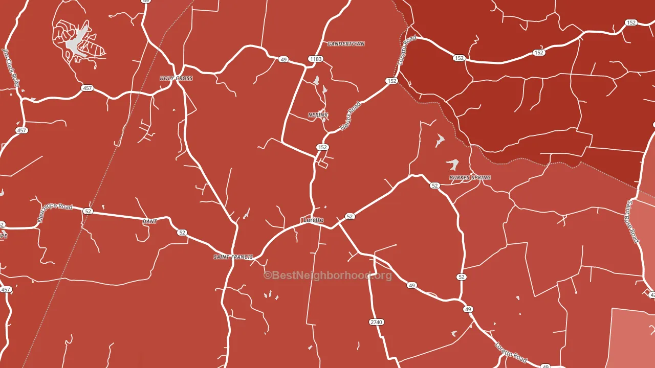 Loretto, KY block-group political-lean map