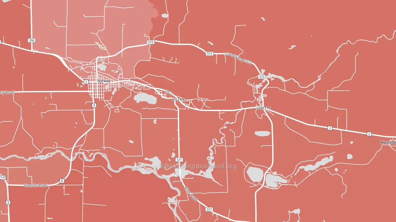 Loretto, MI block-group political-lean map
