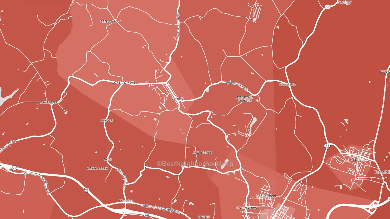 Loretto, PA block-group political-lean map