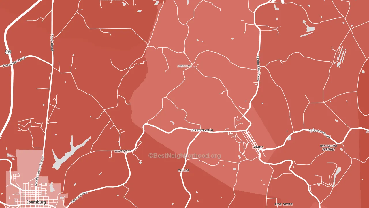 Loretto Road, PA block-group political-lean map