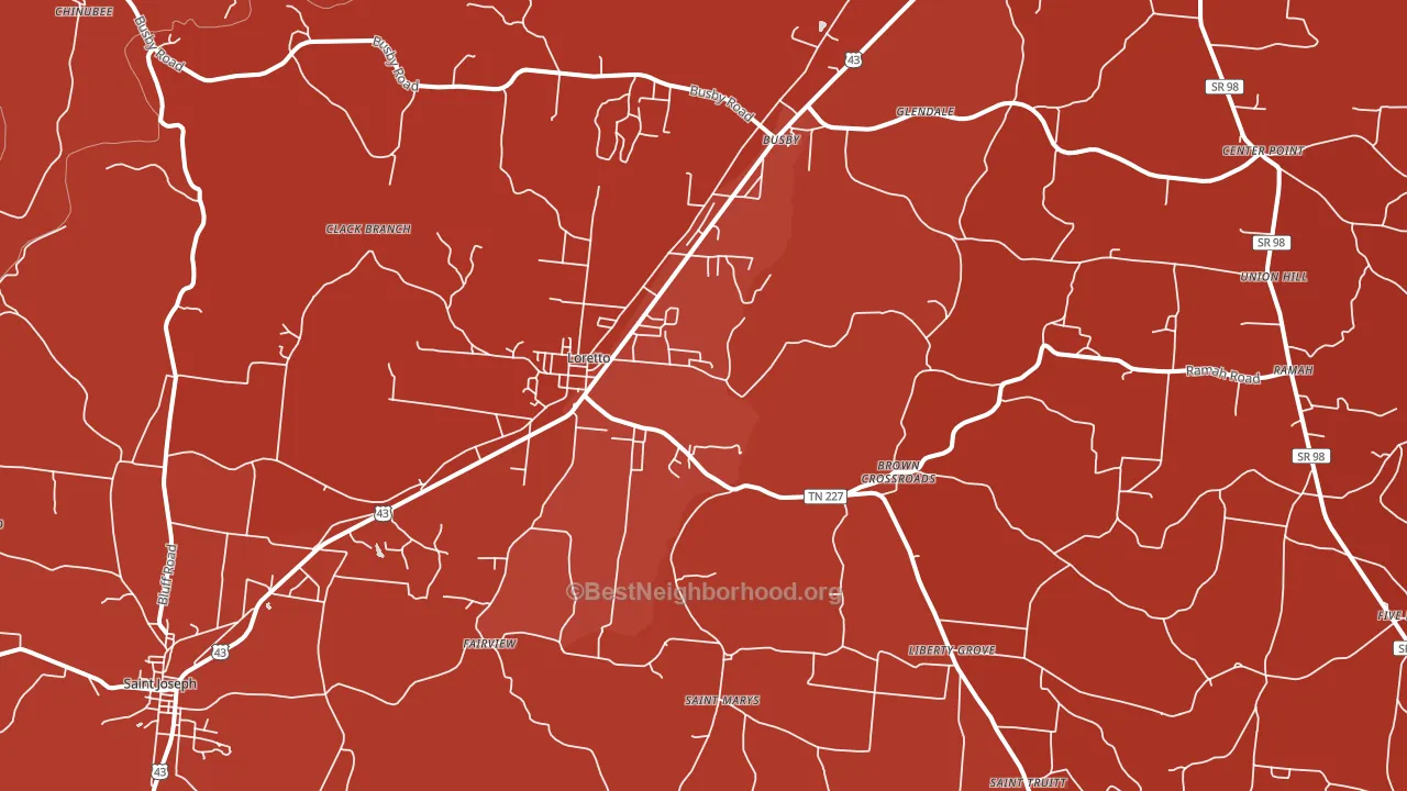 Loretto, TN block-group political-lean map