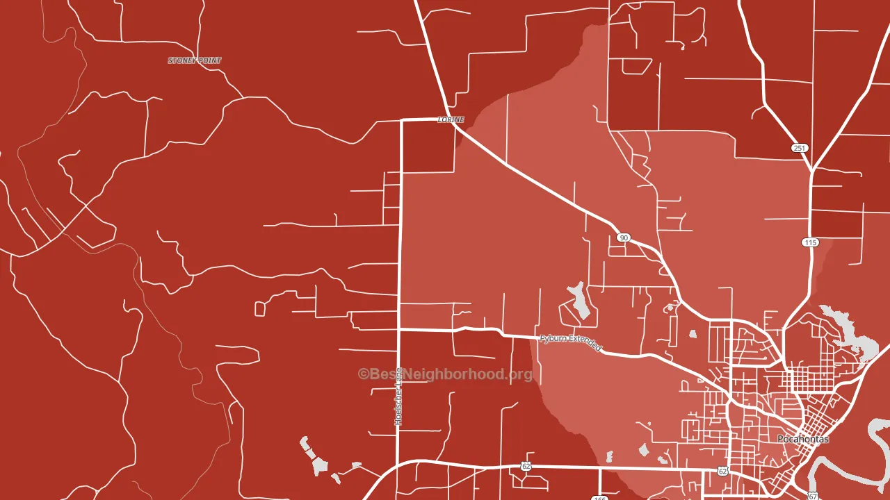 Lorine, AR block-group political-lean map