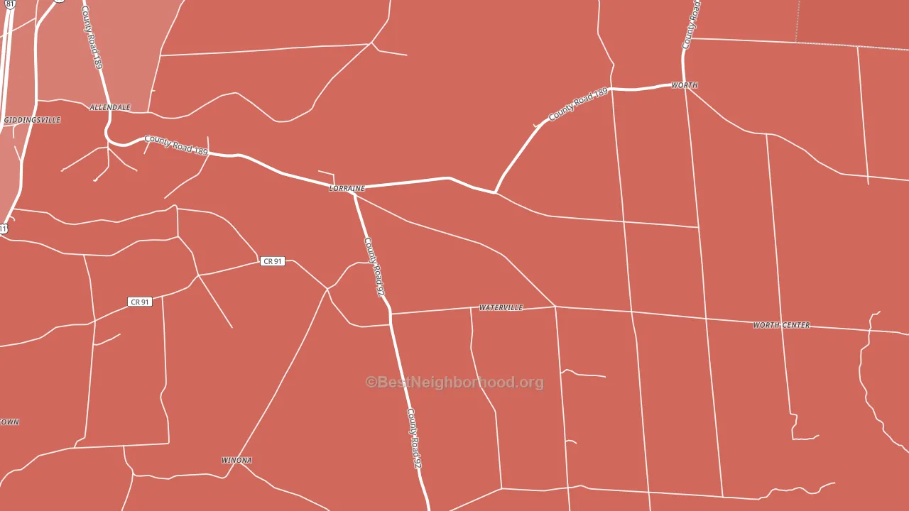Lorraine, NY block-group political-lean map