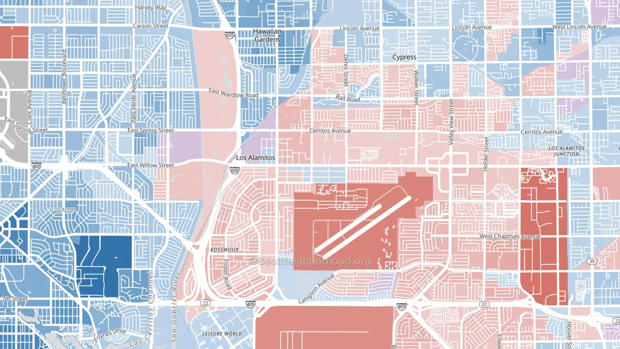 Los Alamitos, CA block-group political-lean map