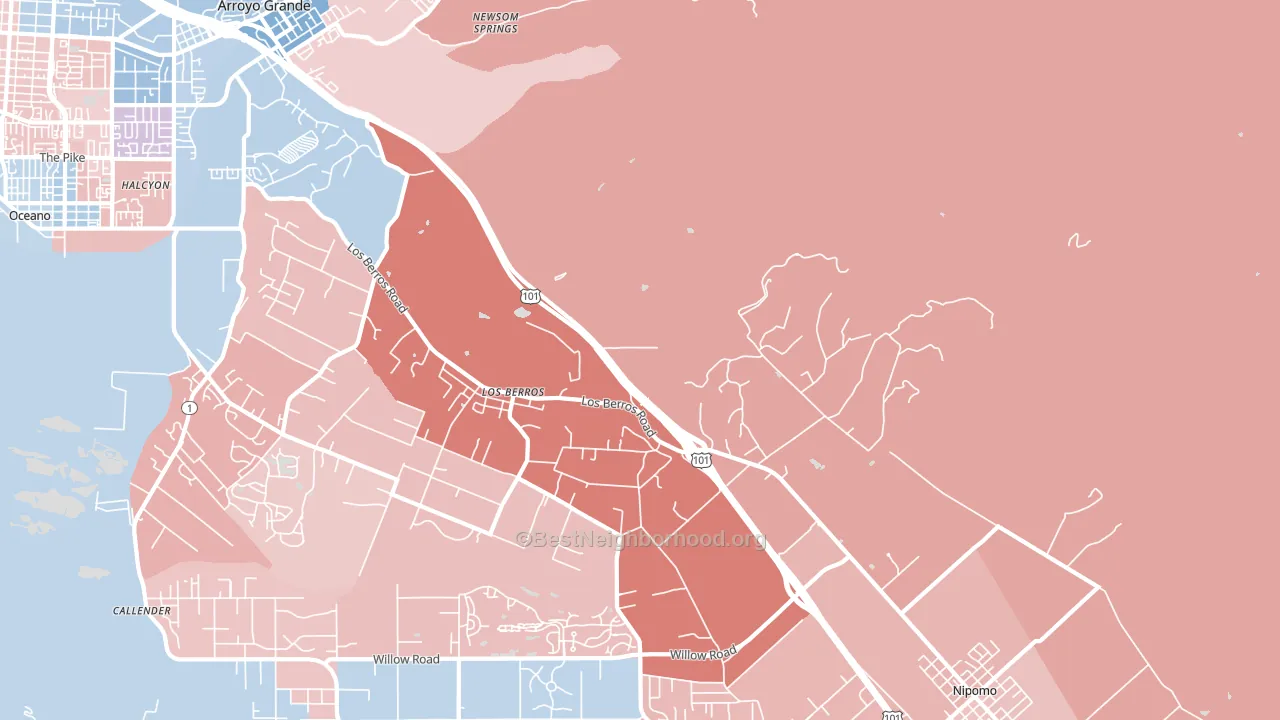 Los Berros, CA block-group political-lean map