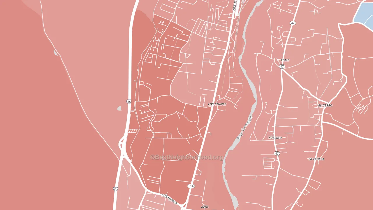 Los Chaves, NM block-group political-lean map