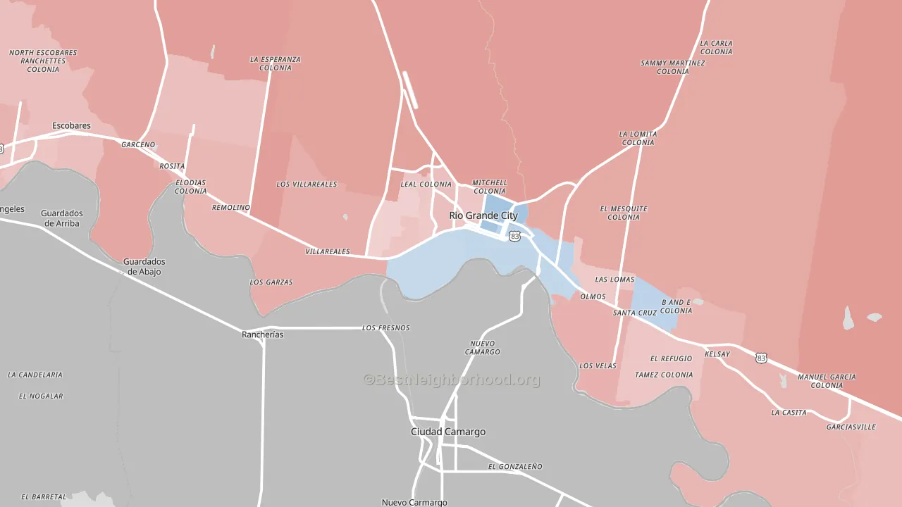 Los Ebanos, TX block-group political-lean map