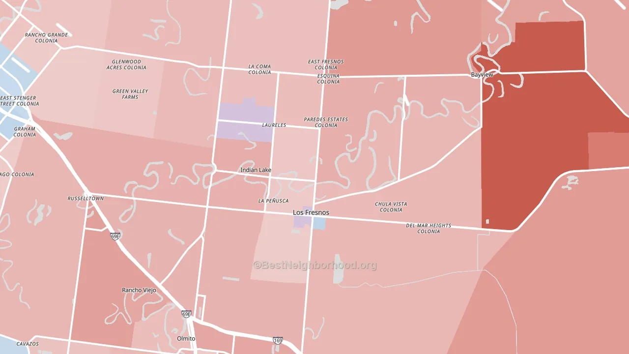 Los Fresnos, TX block-group political-lean map