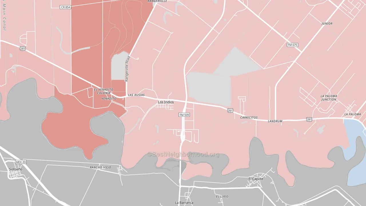Los Indios, TX block-group political-lean map