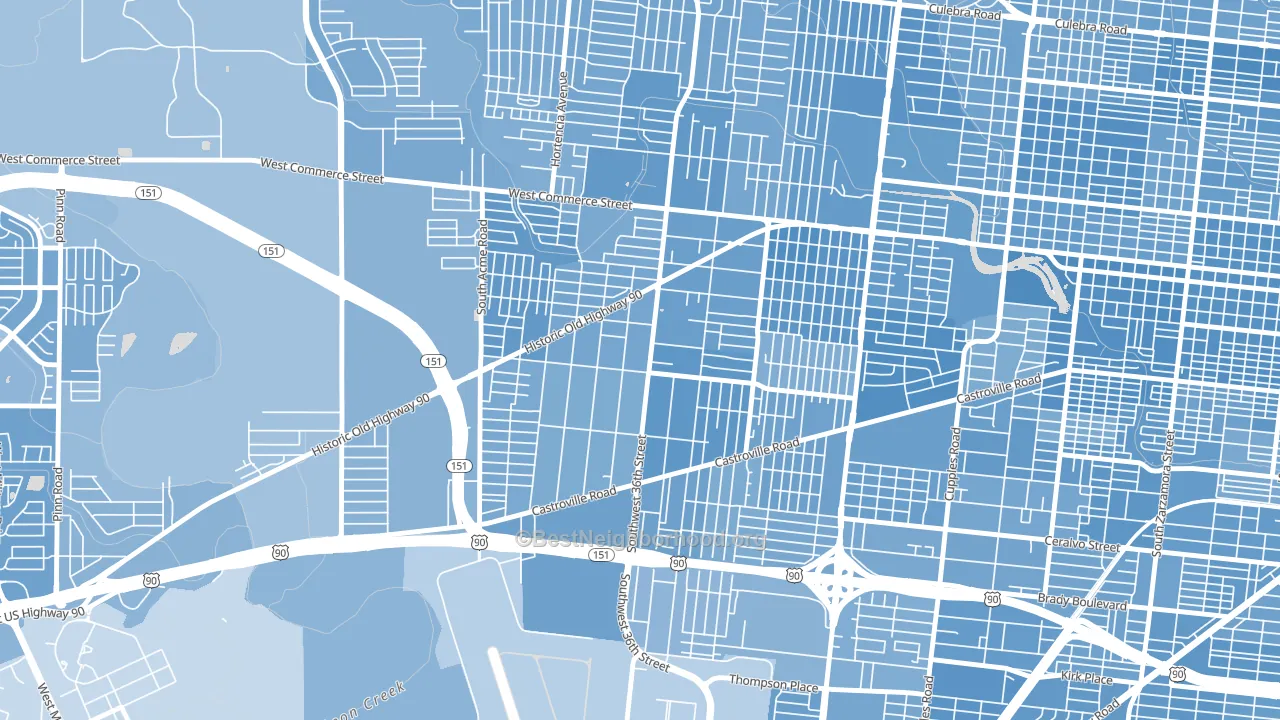 Los Jardines, San Antonio, TX block-group political-lean map
