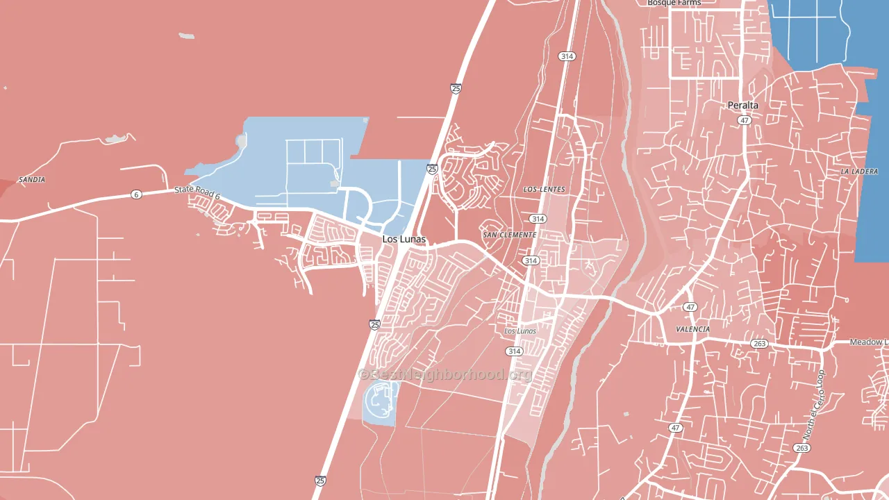 Los Lentes, NM block-group political-lean map