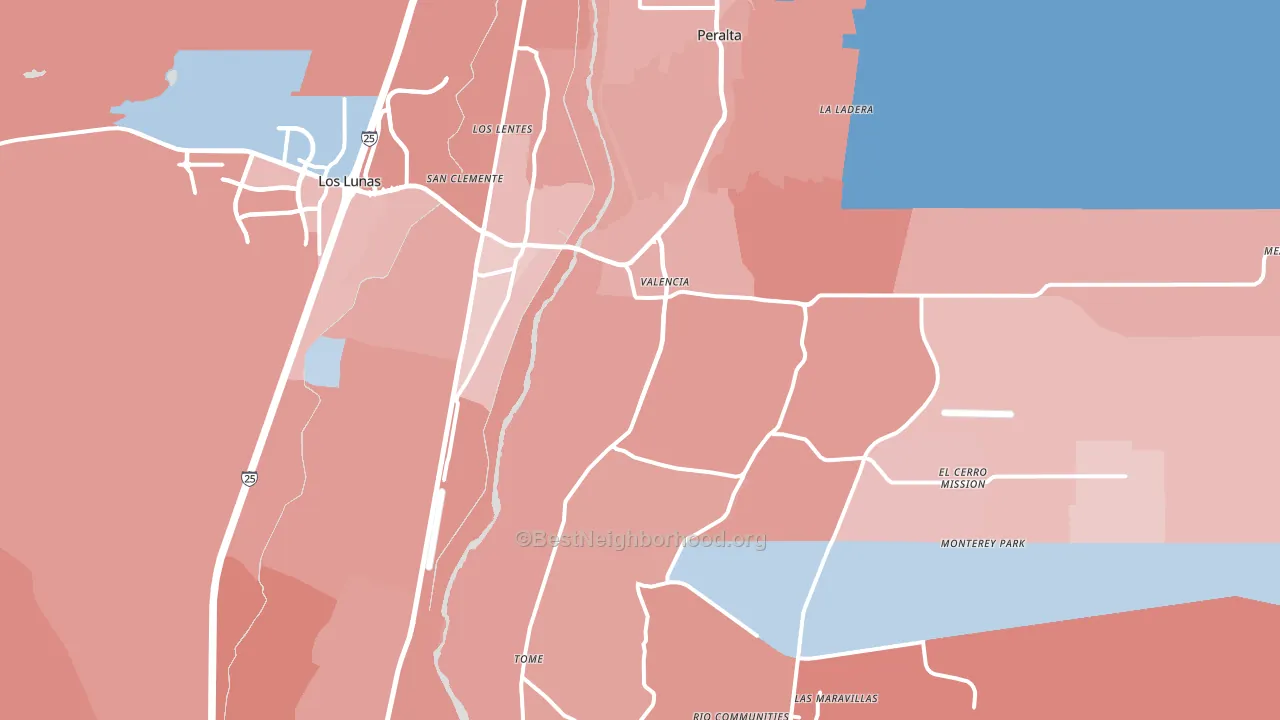 Los Lunas, NM block-group political-lean map