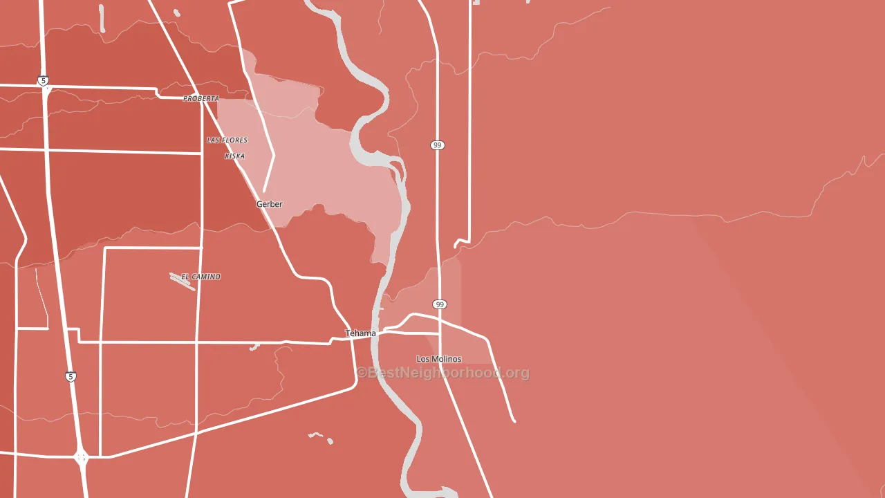 Los Molinos, CA block-group political-lean map