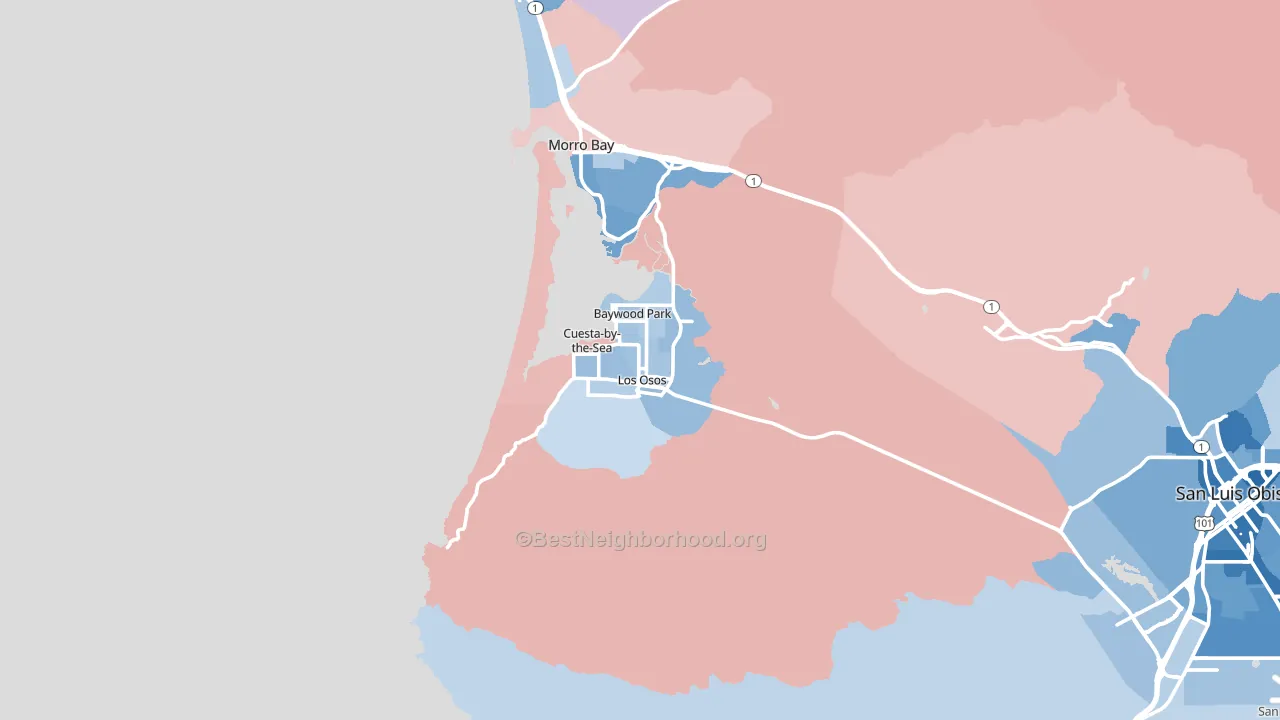 Los Osos, CA block-group political-lean map