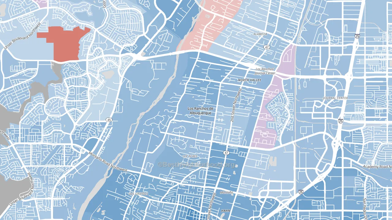 Los Ranchos de Albuquerque, NM block-group political-lean map