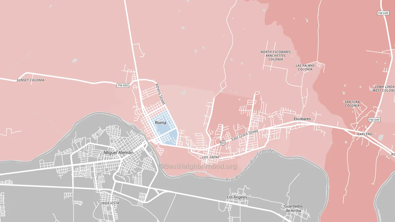 Los Saenz, TX block-group political-lean map