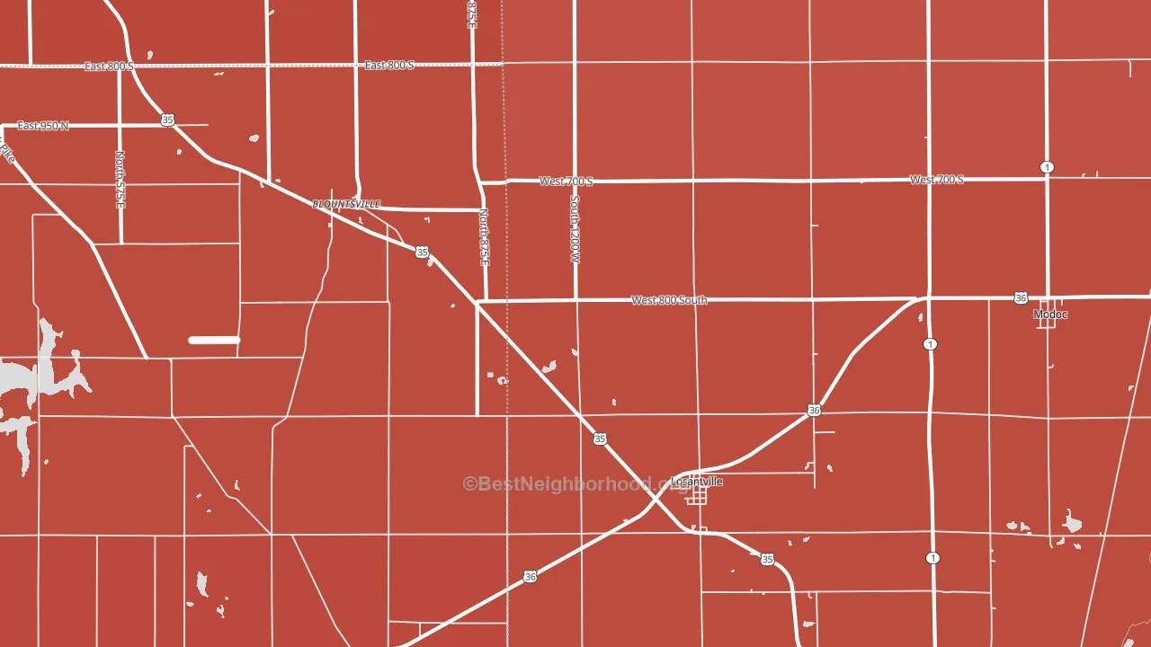 Losantville, IN block-group political-lean map