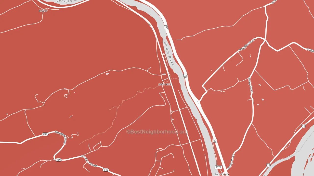 Losh Run, PA block-group political-lean map