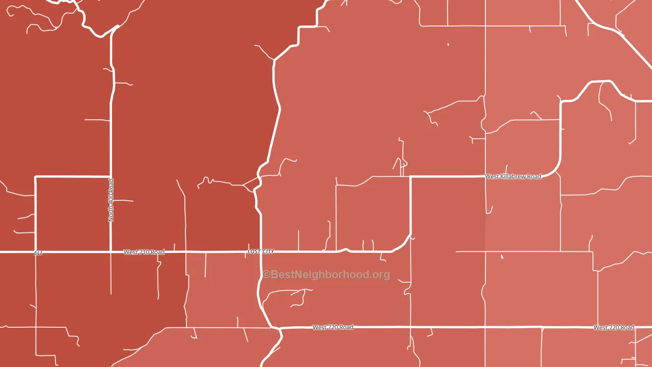Lost City, OK block-group political-lean map