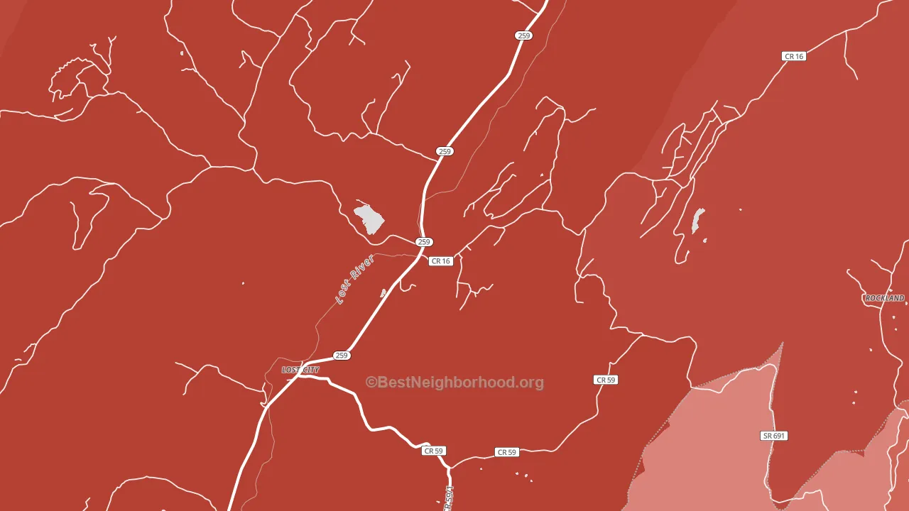 Lost City, WV block-group political-lean map