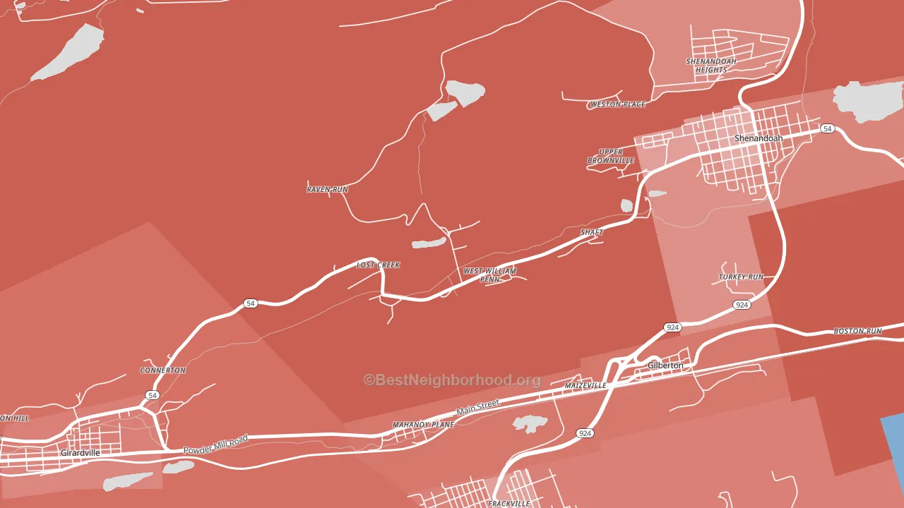 Lost Creek, PA block-group political-lean map