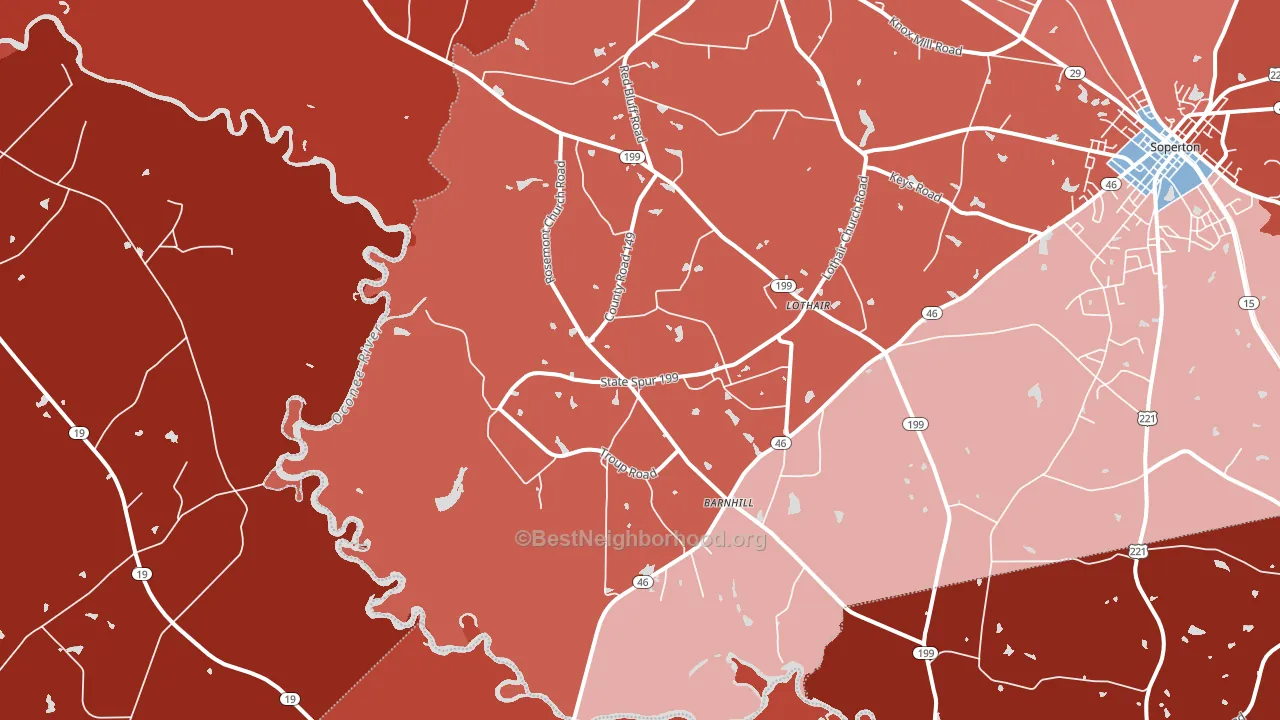 Lothair, GA block-group political-lean map