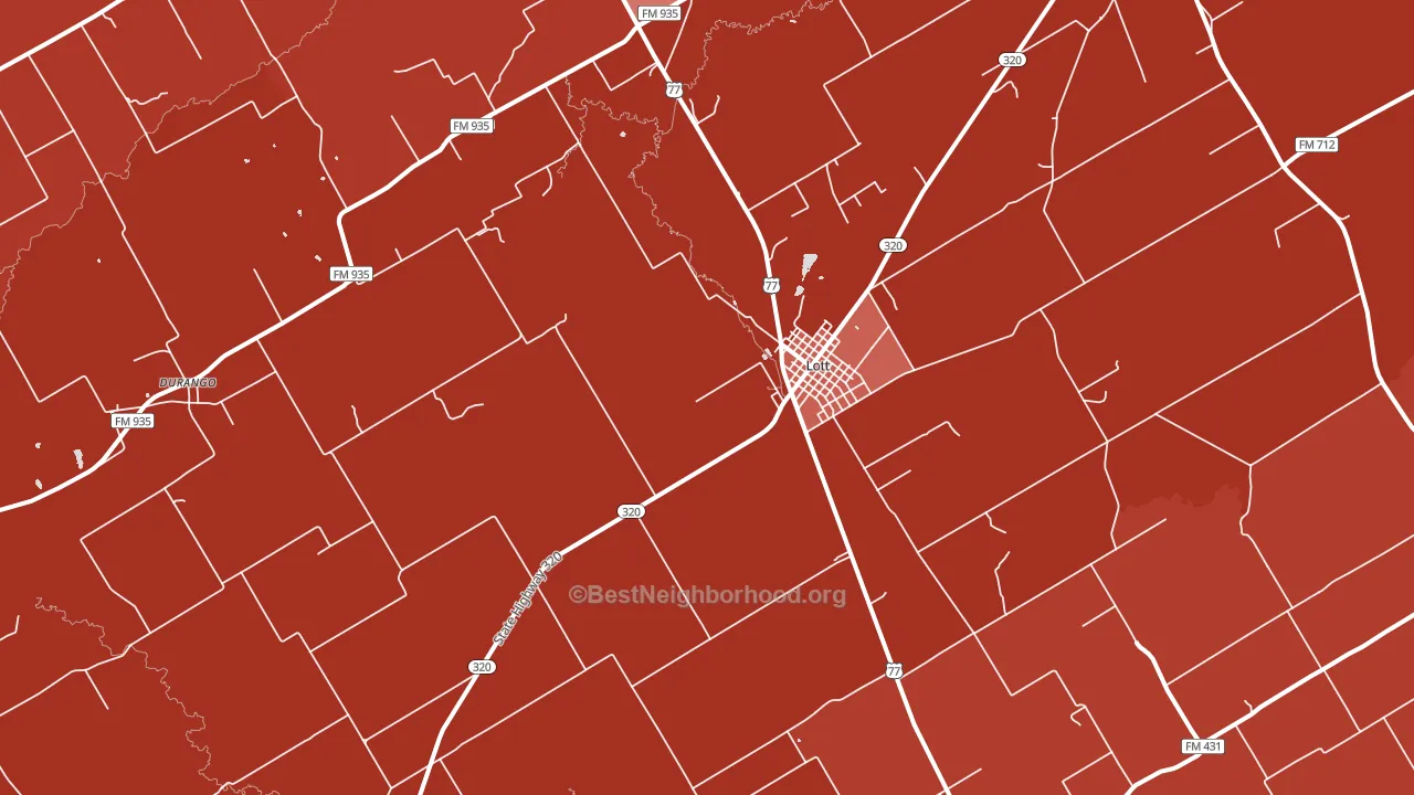 Lott, TX block-group political-lean map