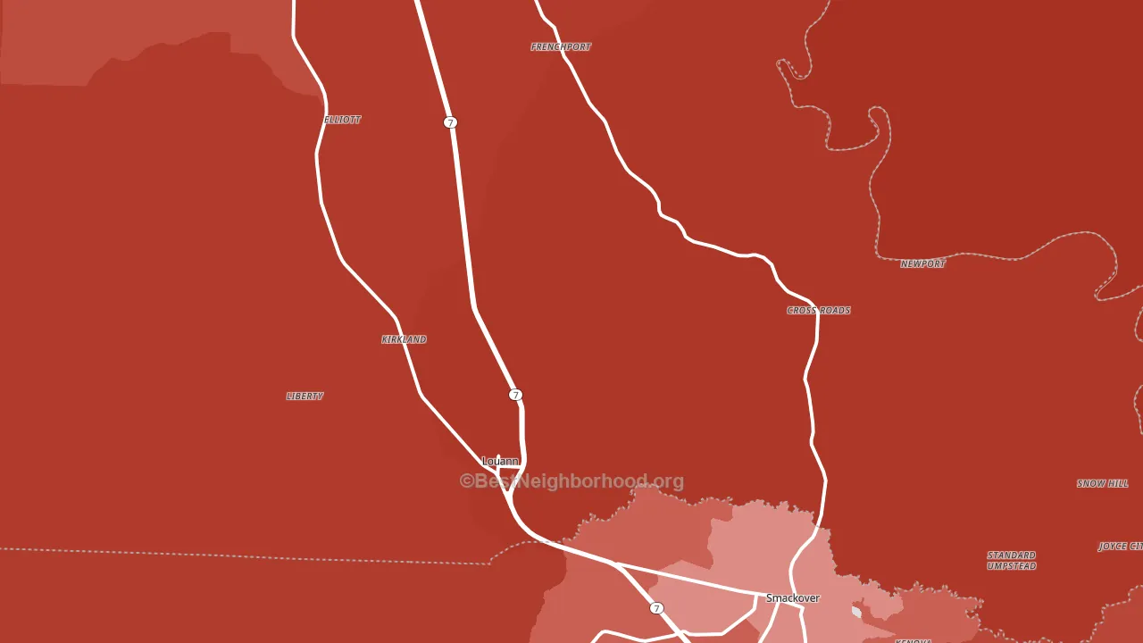 Louann, AR block-group political-lean map