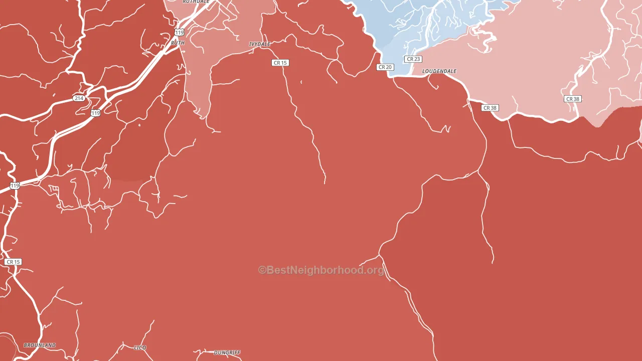Loudendale, WV block-group political-lean map