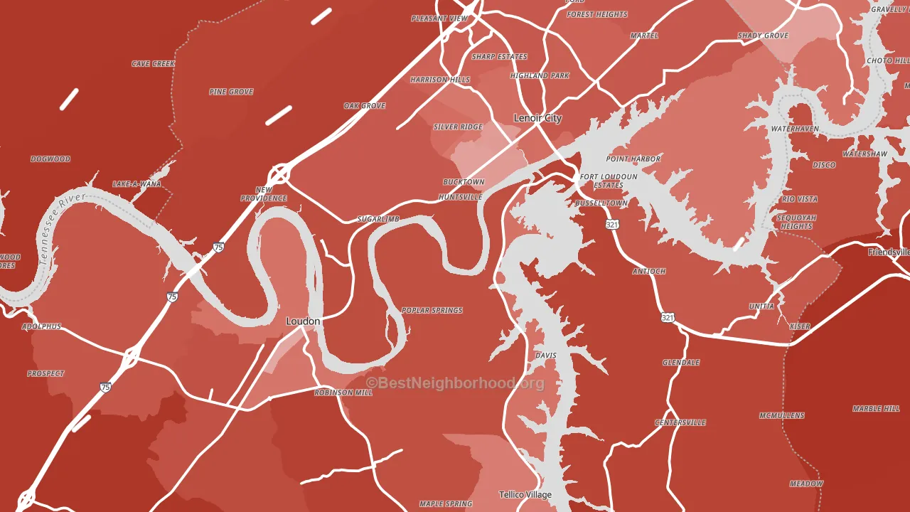 Loudon County, TN block-group political-lean map