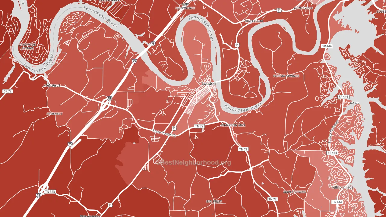 Loudon, TN block-group political-lean map