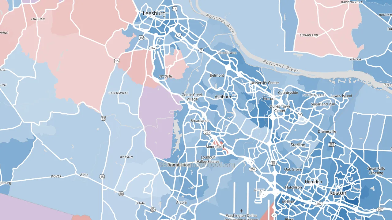 Loudoun County, VA block-group political-lean map