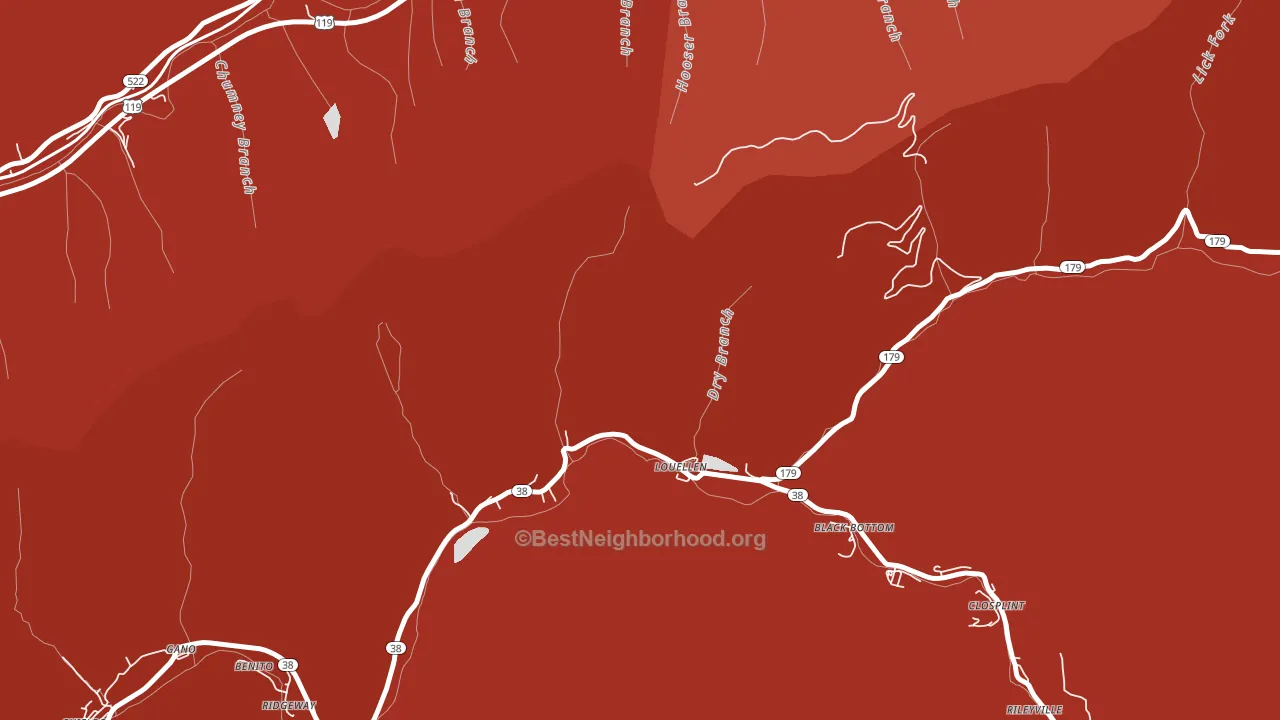 Louellen, KY block-group political-lean map