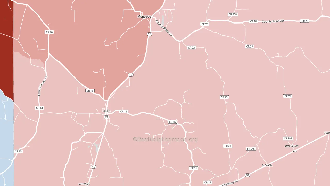 Louin, MS block-group political-lean map