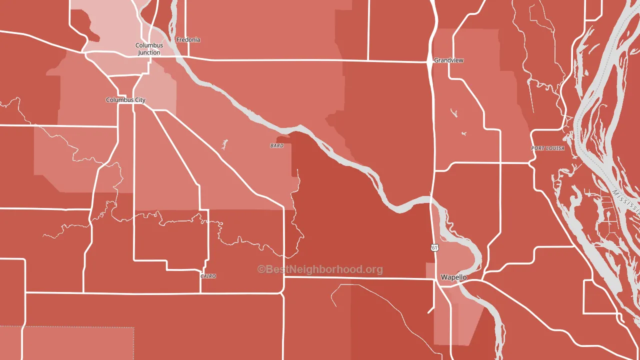 Louisa County, IA block-group political-lean map