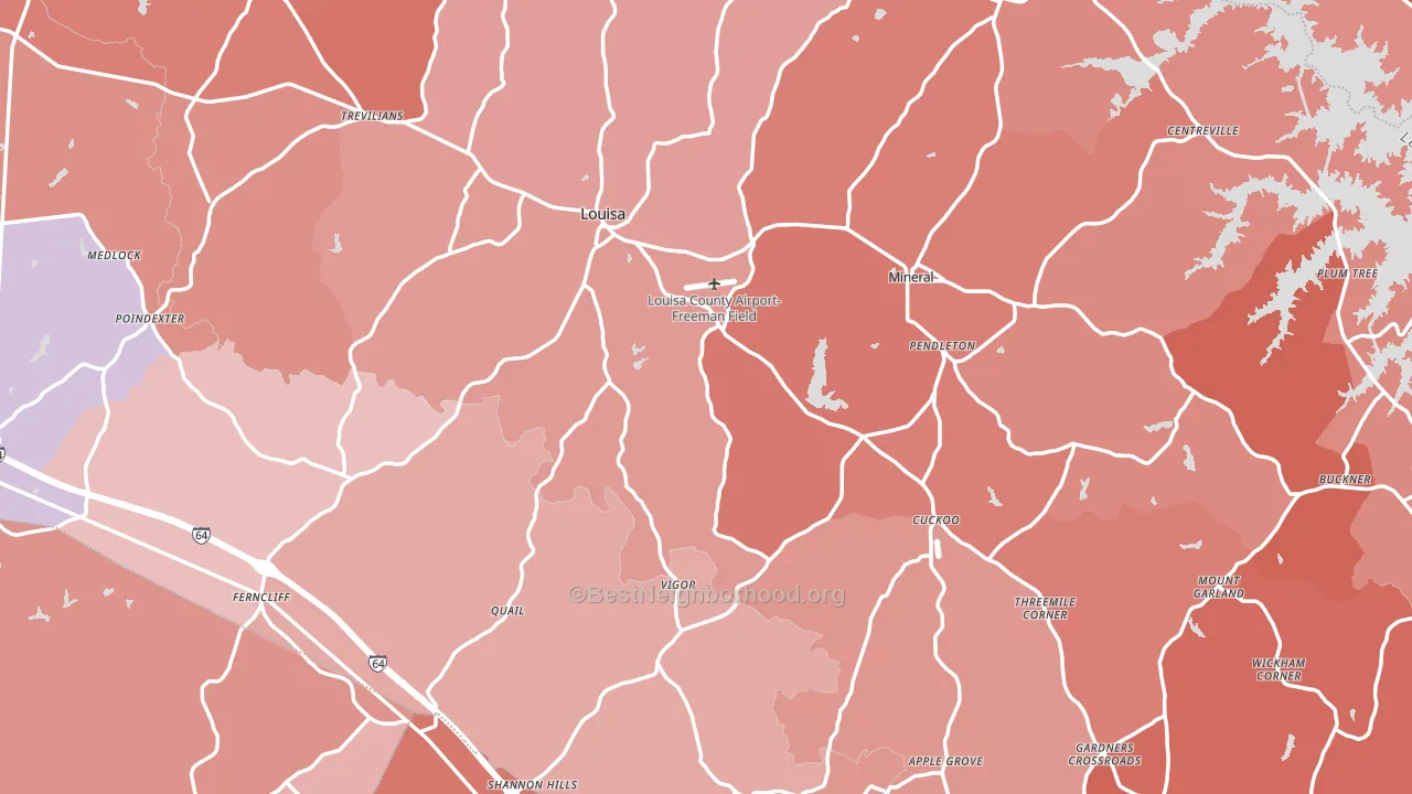 Louisa County, VA block-group political-lean map