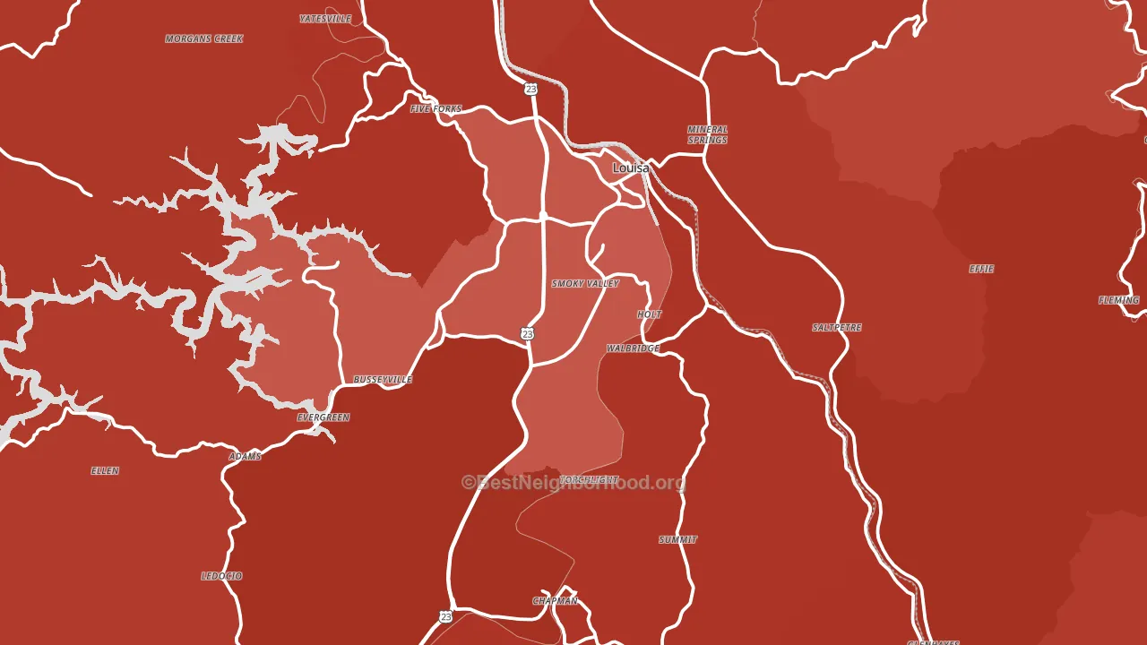 Louisa, KY block-group political-lean map