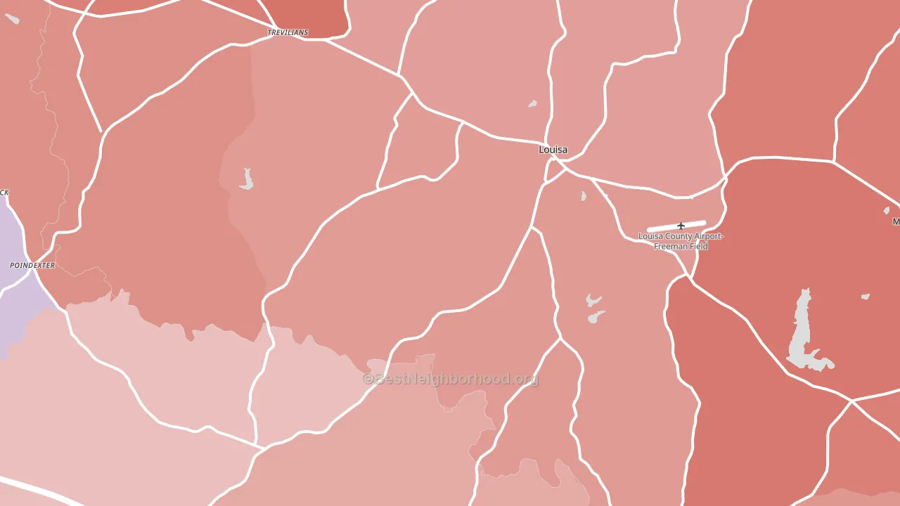 Louisa, VA block-group political-lean map