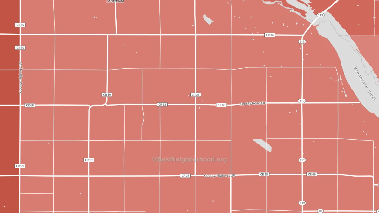 Louisburg, MN block-group political-lean map