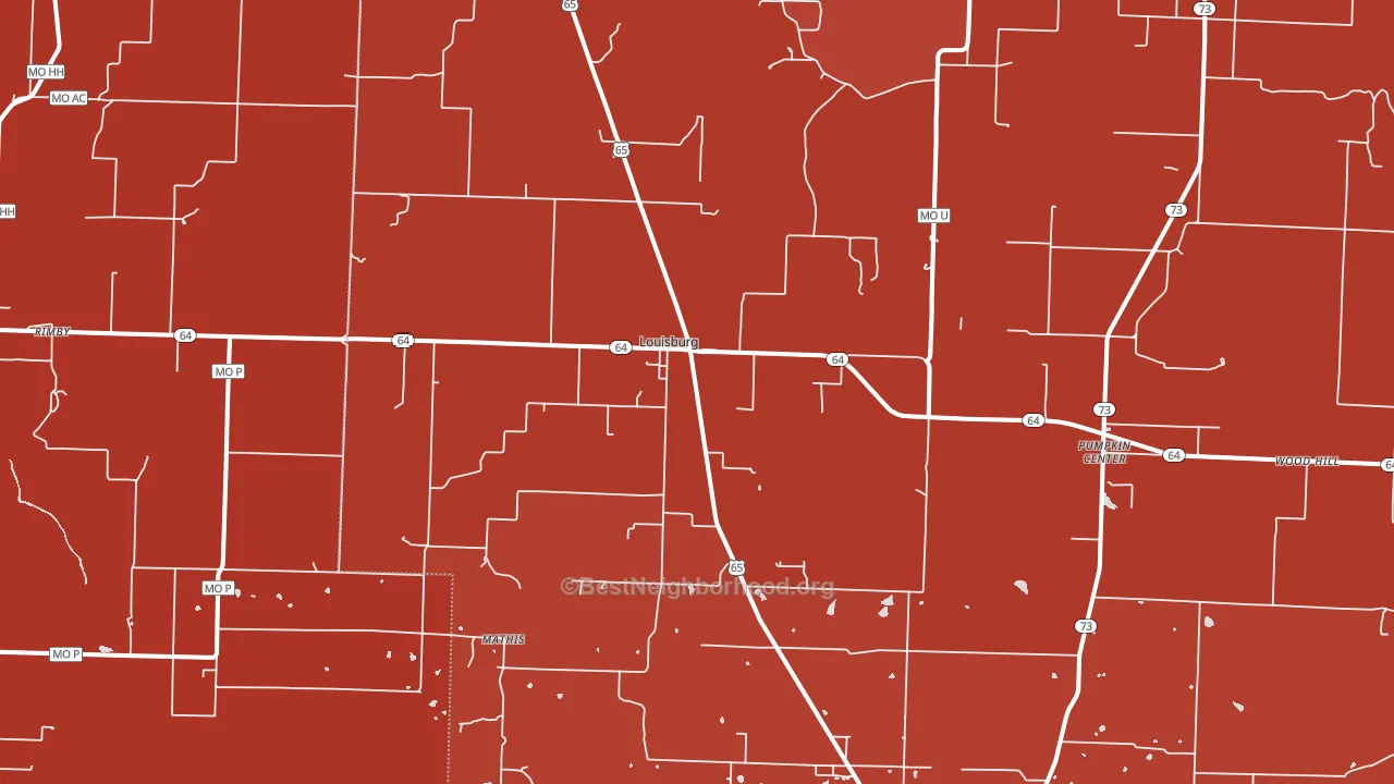 Louisburg, MO block-group political-lean map