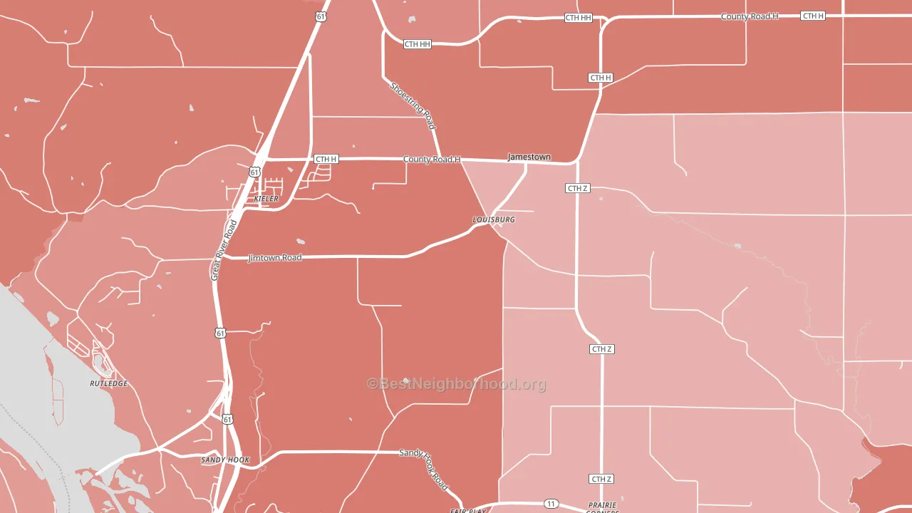 Louisburg, WI block-group political-lean map