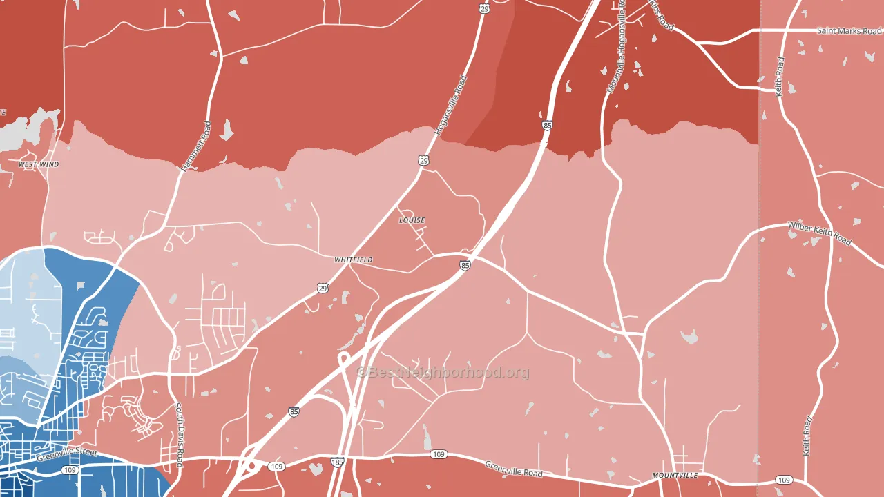 Louise, GA block-group political-lean map