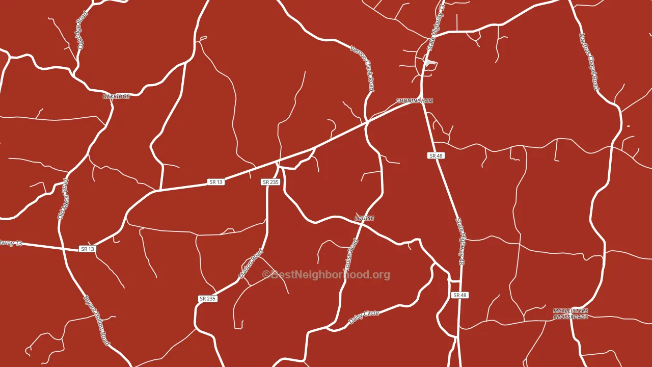 Louise, TN block-group political-lean map