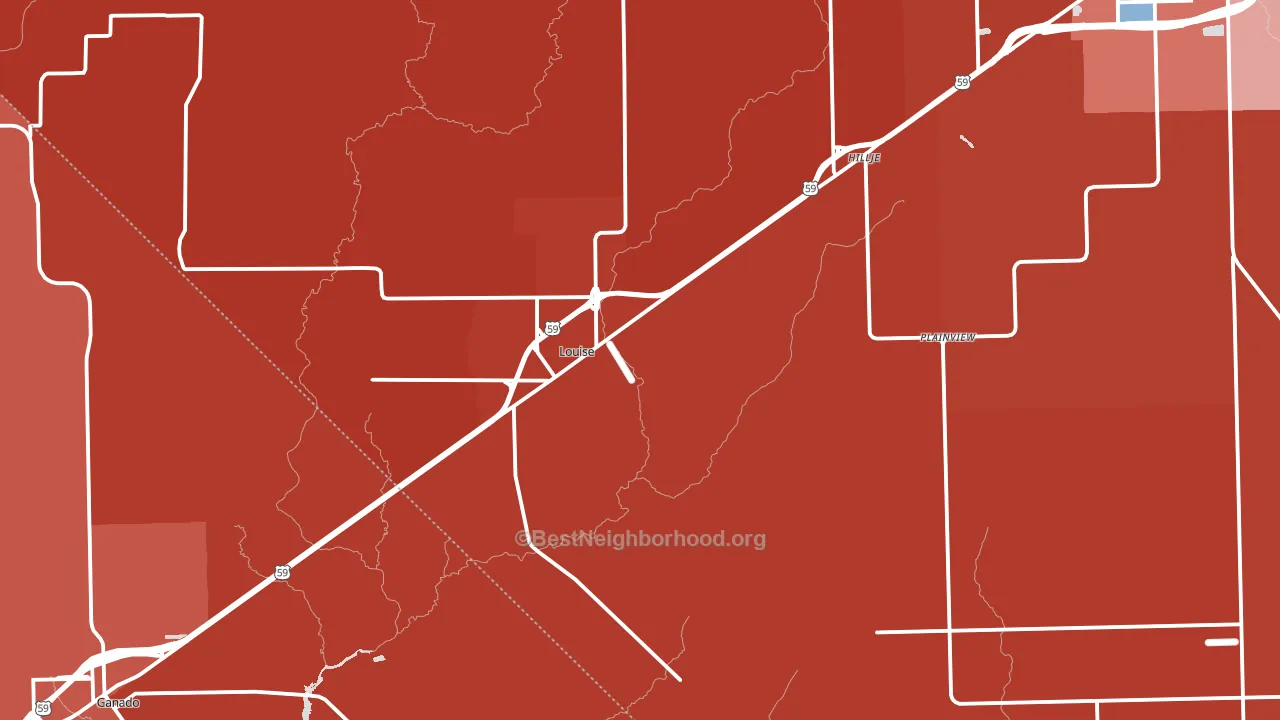 Louise, TX block-group political-lean map